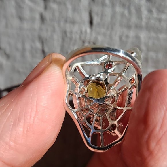 Citrene Garnet & topaz sterling spider on web ring sz6 NEW - Picture 4 of 8